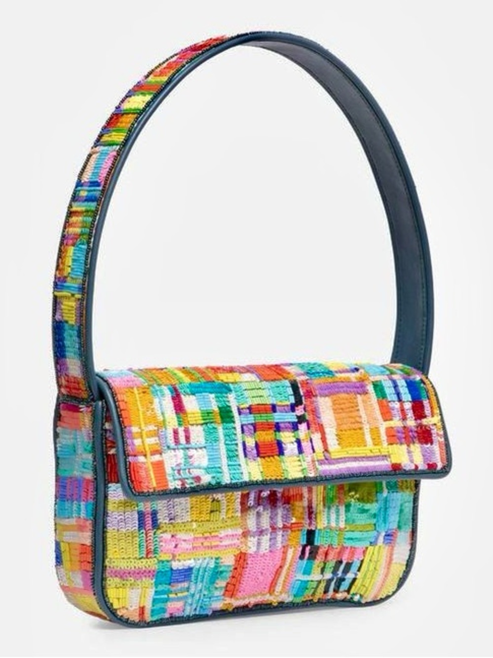 πΊπHPππΊ NWOT Staud Beaded Tommy Shoulder Bag Patchwork Plaid πRare Vintage Design - Picture 14 of 16